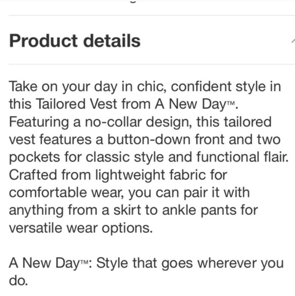 A New Day. Women's Black Buttoned Vest. Rayon Sizes: XS-XXL. NWT. - Picture 5 of 12